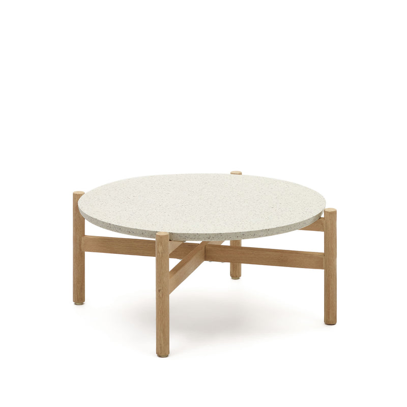 POLA Solid eucalyptus wood and cement coffee table, Ø 84,4 cm