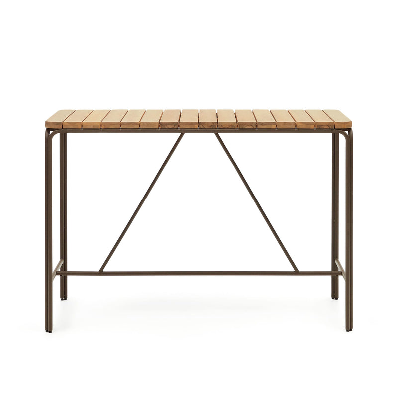 SALGUER Solid acacia & brown steel bar table, outdoor suitable, 140 x 70 cm, FSC 100%