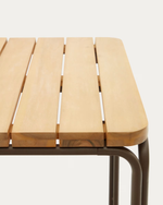 SALGUER Barski stol od punog bagrema i smeđeg čelika, pogodan za vanjske prostore, 140 x 70 cm