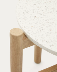 POLA Cement and solid eucalyptus wood side table, Ø 50 cm