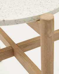 POLA Cement and solid eucalyptus wood side table, Ø 50 cm