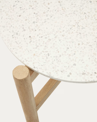 POLA Cement and solid eucalyptus wood side table, Ø 50 cm