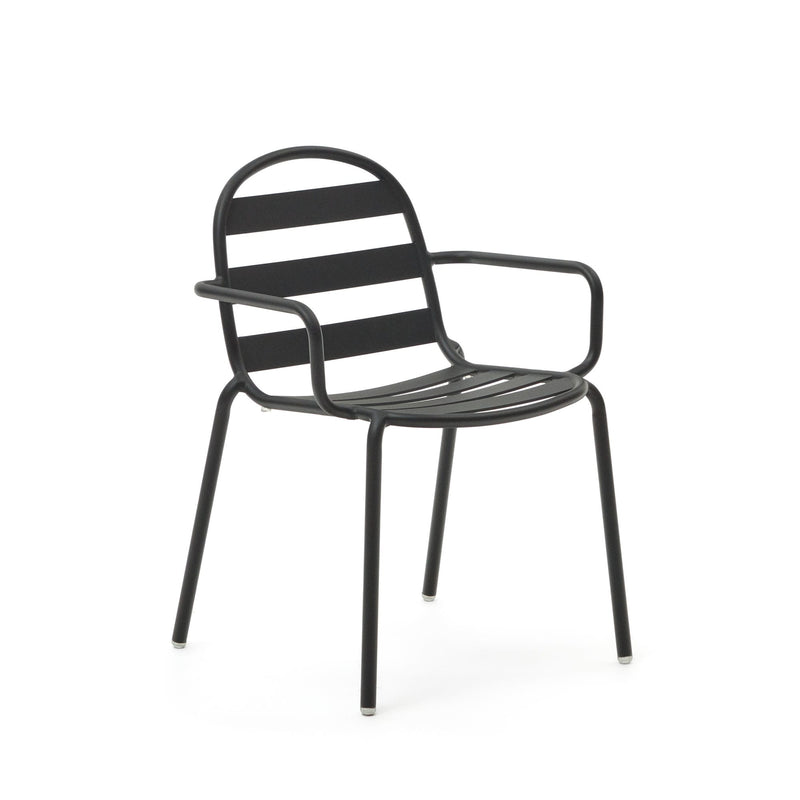 JONCOLS Stackable outdoor aluminium chair with a powder coated grey finish