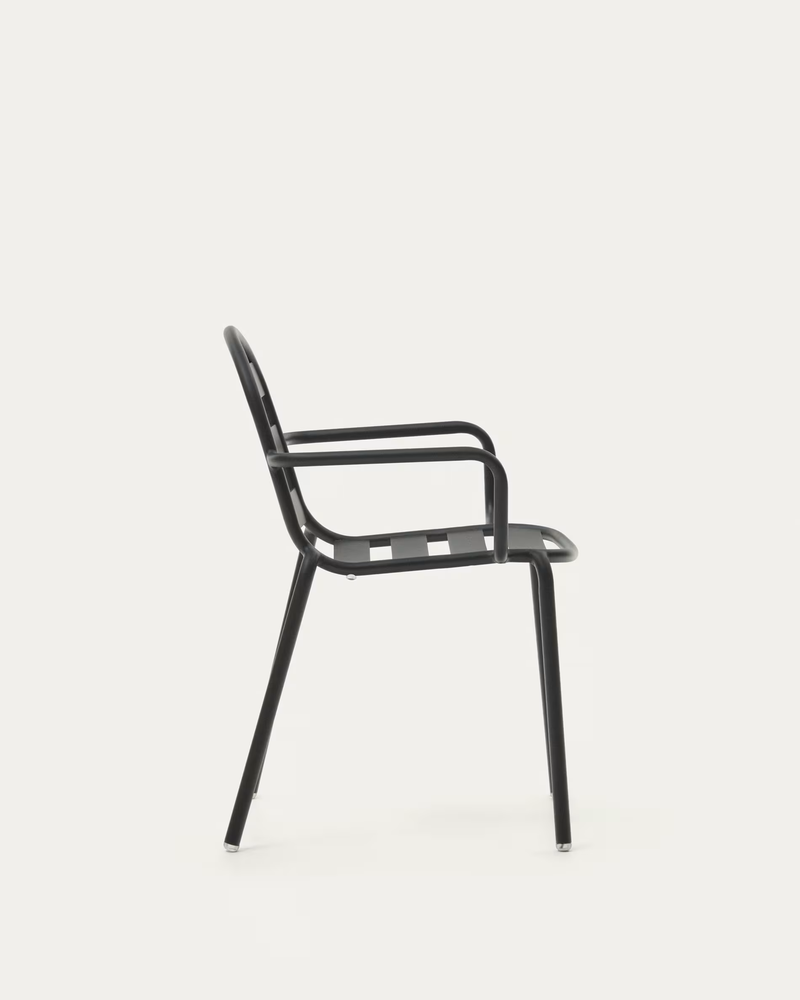 JONCOLS Stackable outdoor aluminium chair with a powder coated grey finish