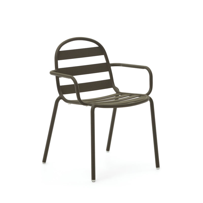 JONCOLS Stackable outdoor aluminium chair with a powder coated green finish