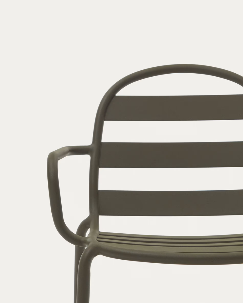 JONCOLS Stackable outdoor aluminium chair with a powder coated grey finish