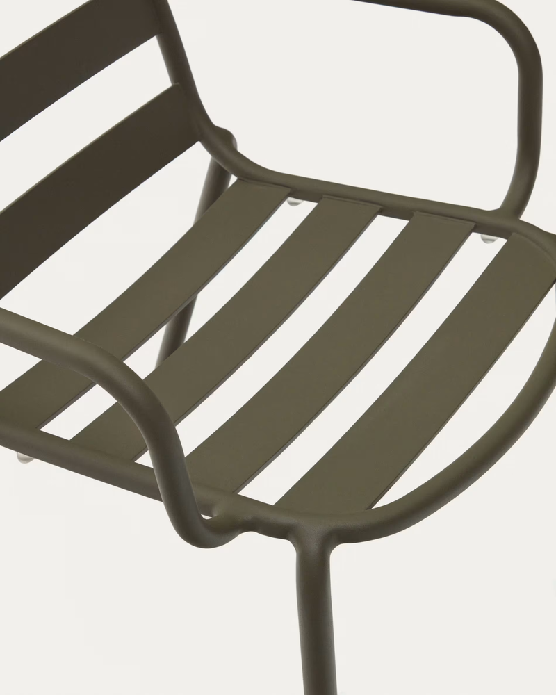 JONCOLS Stackable outdoor aluminium chair with a powder coated green finish