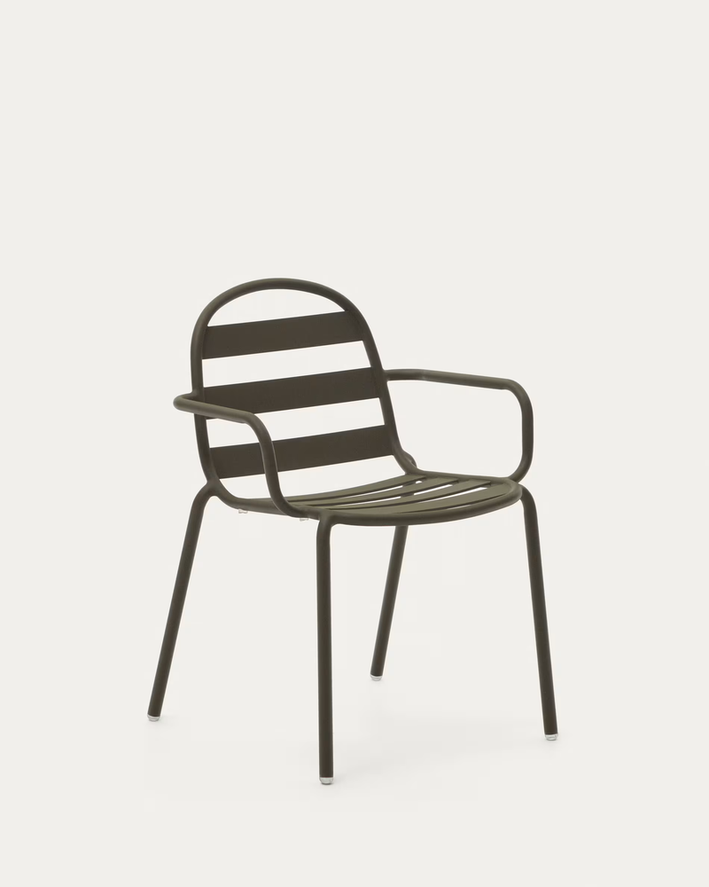 JONCOLS Stackable outdoor aluminium chair with a powder coated grey finish