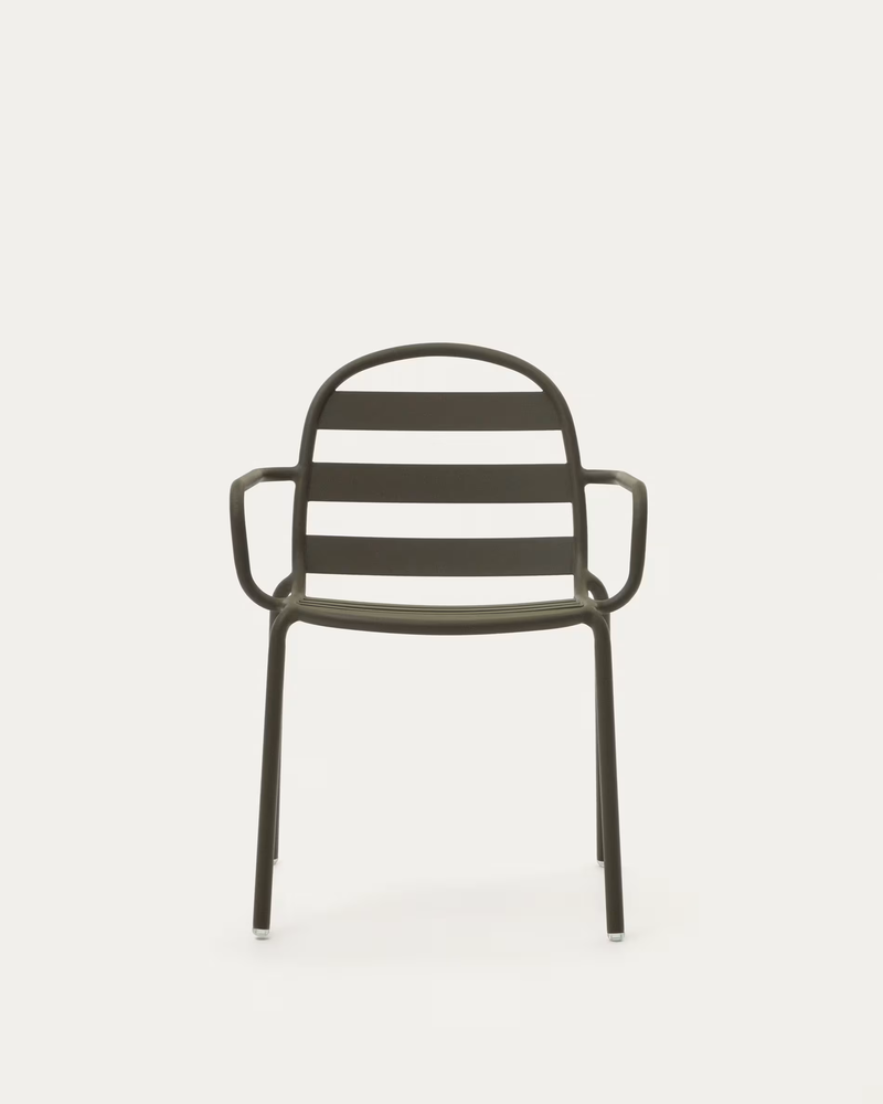 JONCOLS Stackable outdoor aluminium chair with a powder coated green finish