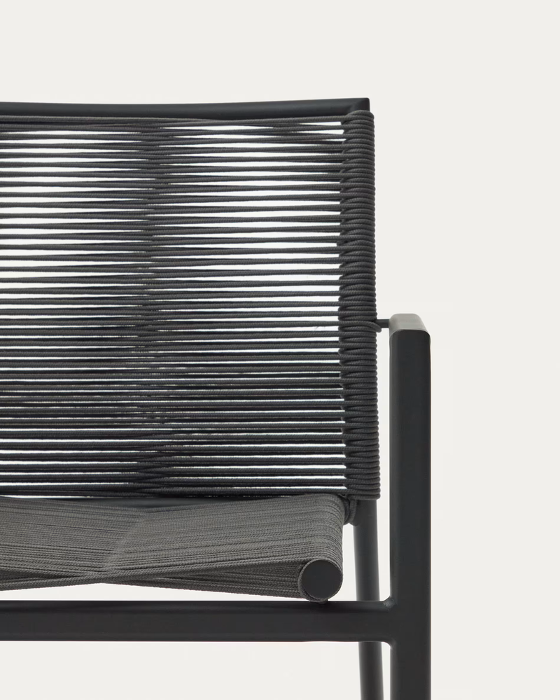 CULIP Aluminium and cord stackable outdoor chair in grey