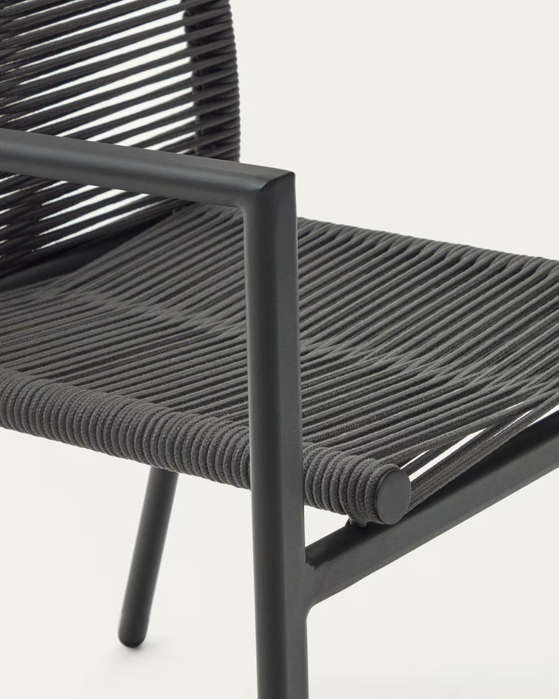 CULIP Aluminium and cord stackable outdoor chair in grey