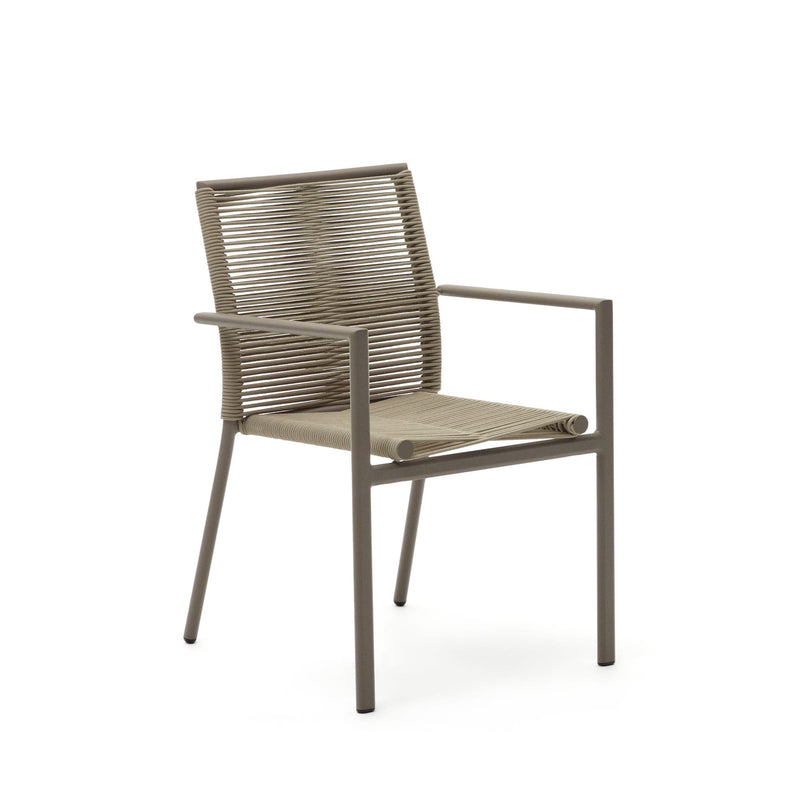 CULIP Aluminium and cord stackable outdoor chair in brown