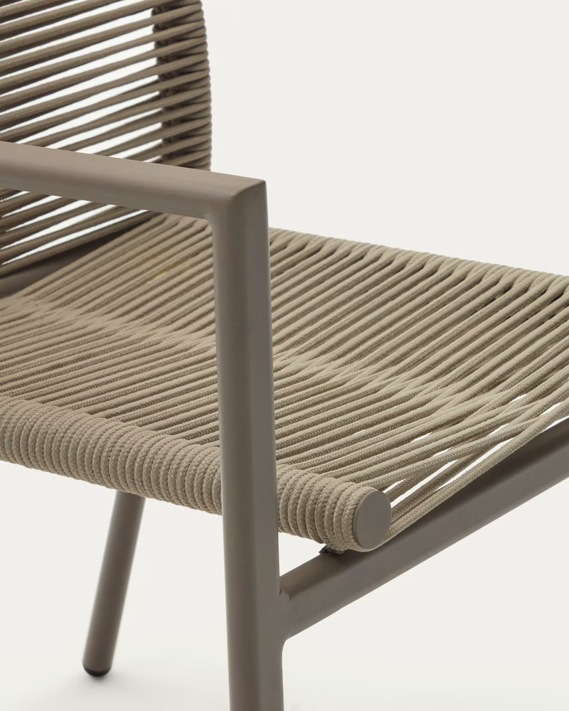 CULIP Aluminium and cord stackable outdoor chair in brown