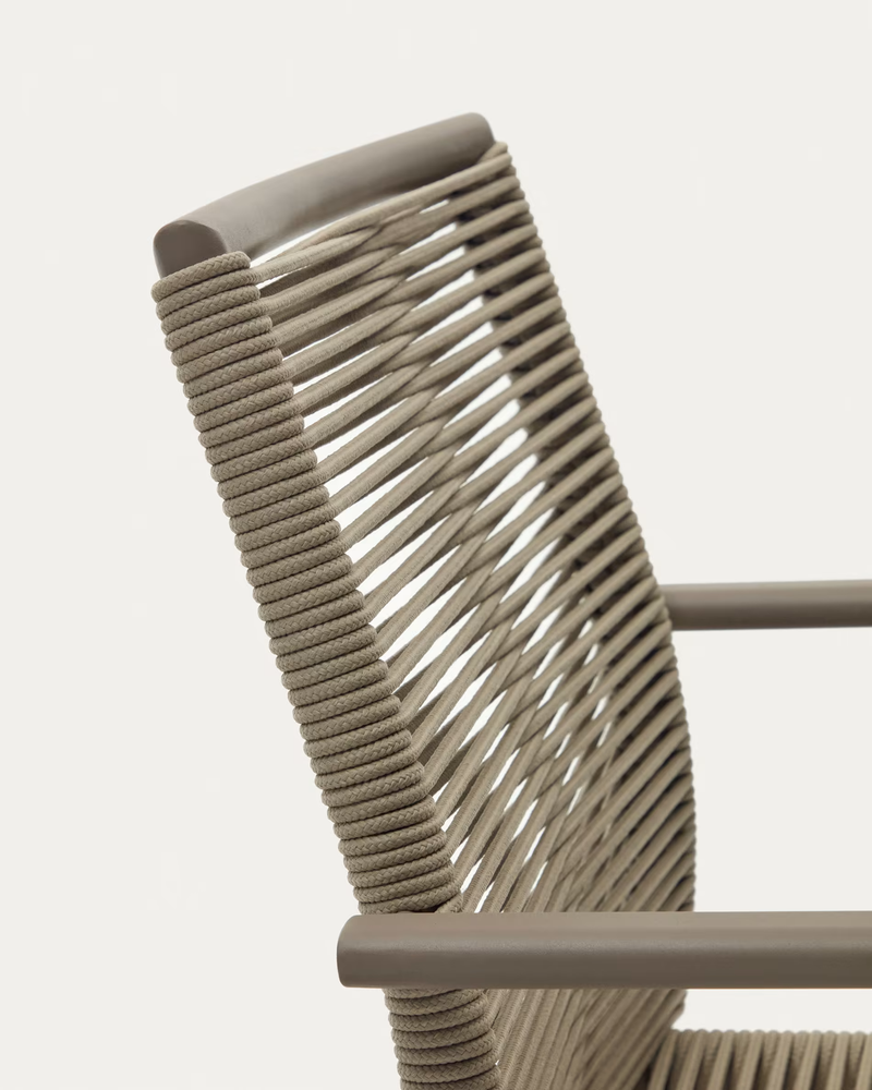 CULIP Aluminium and cord stackable outdoor chair in brown