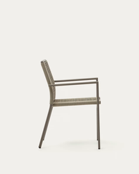 CULIP Aluminium and cord stackable outdoor chair in brown