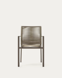 CULIP Aluminium and cord stackable outdoor chair in brown