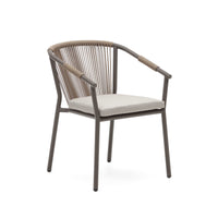 XELIDA stackable garden chair in aluminium and brown cord