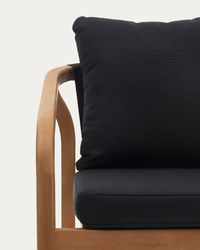 MALARET Stackable chair in solid eucalyptus and black cord