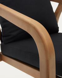 MALARET Stackable chair in solid eucalyptus and black cord