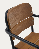 ALGUERET Chair made of solid eucalyptus wood with natural finish and black aluminum
