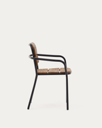 ALGUERET Chair made of solid eucalyptus wood with natural finish and black aluminum