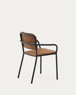 ALGUERET Chair made of solid eucalyptus wood with natural finish and black aluminum