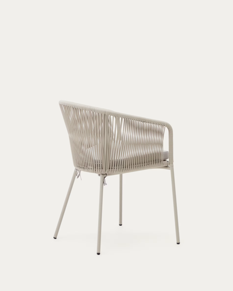 YANET stolac sa sintetičkim užetom u ecru boji i nogama od pocinčanog čelika