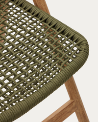 DANDARA Folding chair in solid acacia wood with steel structure and green 100% FSC cord