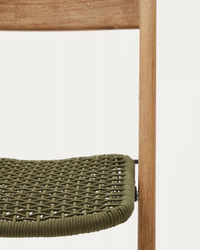 DANDARA Folding chair in solid acacia wood with steel structure and green 100% FSC cord