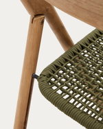 DANDARA Sklopiva stolica od punog drva akacije s čeličnom strukturom i zelenim 100% FSC užetom