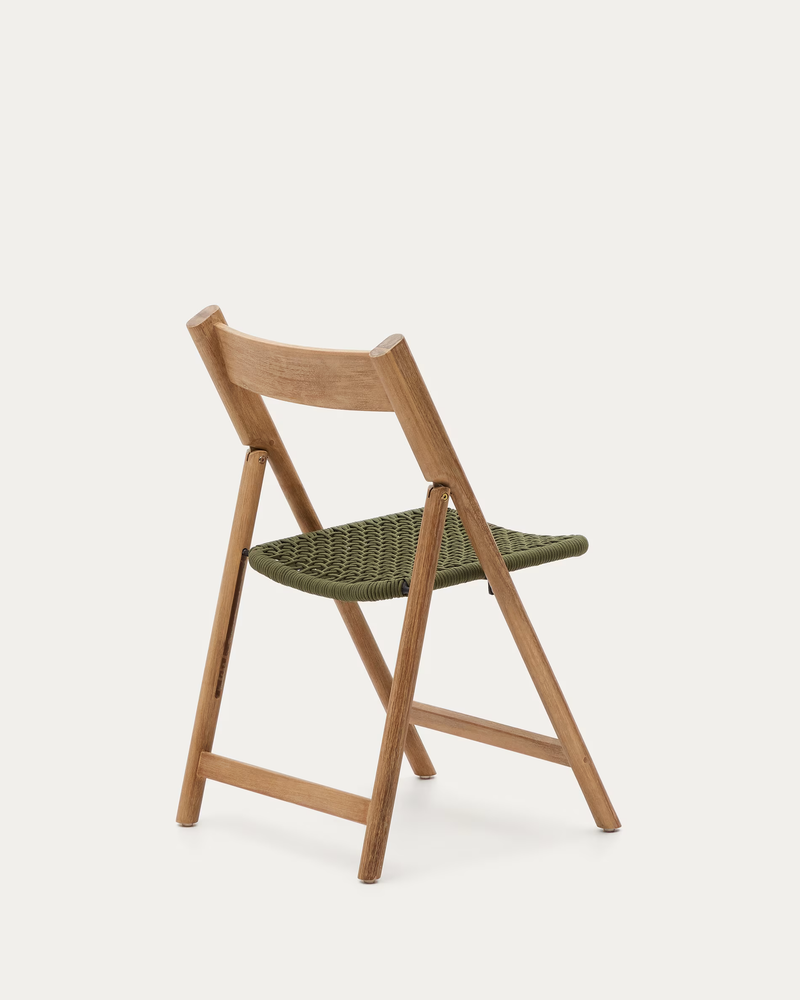 DANDARA Sklopiva stolica od punog drva akacije s čeličnom strukturom i zelenim 100% FSC užetom