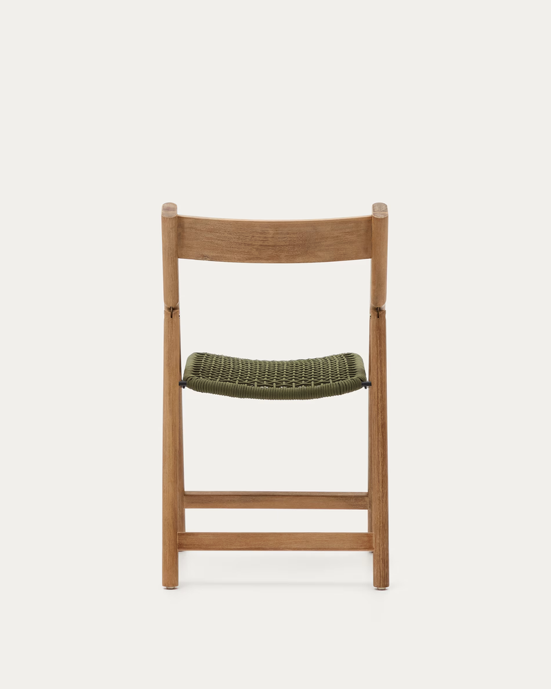 DANDARA Sklopiva stolica od punog drva akacije s čeličnom strukturom i zelenim 100% FSC užetom