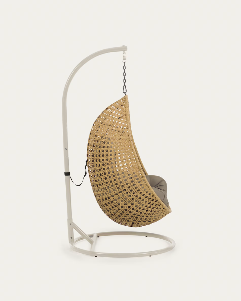 CIRA Hanging armchair with dark/light grey base with natural finish