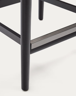 NINA Visoka stolica od punog bagremovog drva s crnom završnom obradom i bež užetom