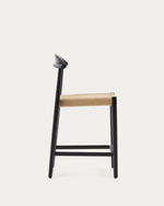 NINA Visoka stolica od punog bagremovog drva s crnom završnom obradom i bež užetom