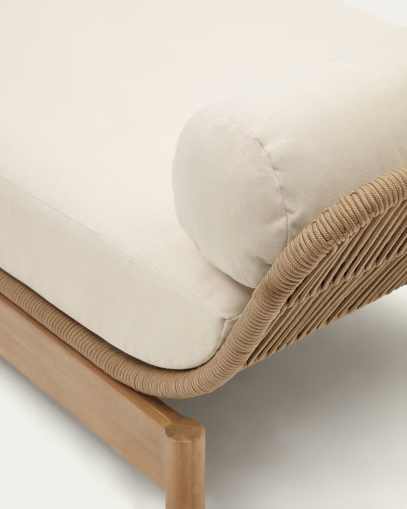 CATALINA Sun lounger, in beige cord and solid FSC acacia wood