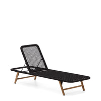 DANDARA Lounge chair with steel structure, black cord and solid acacia wood legs