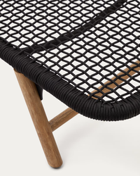 DANDARA Lounge chair with steel structure, black cord and solid acacia wood legs