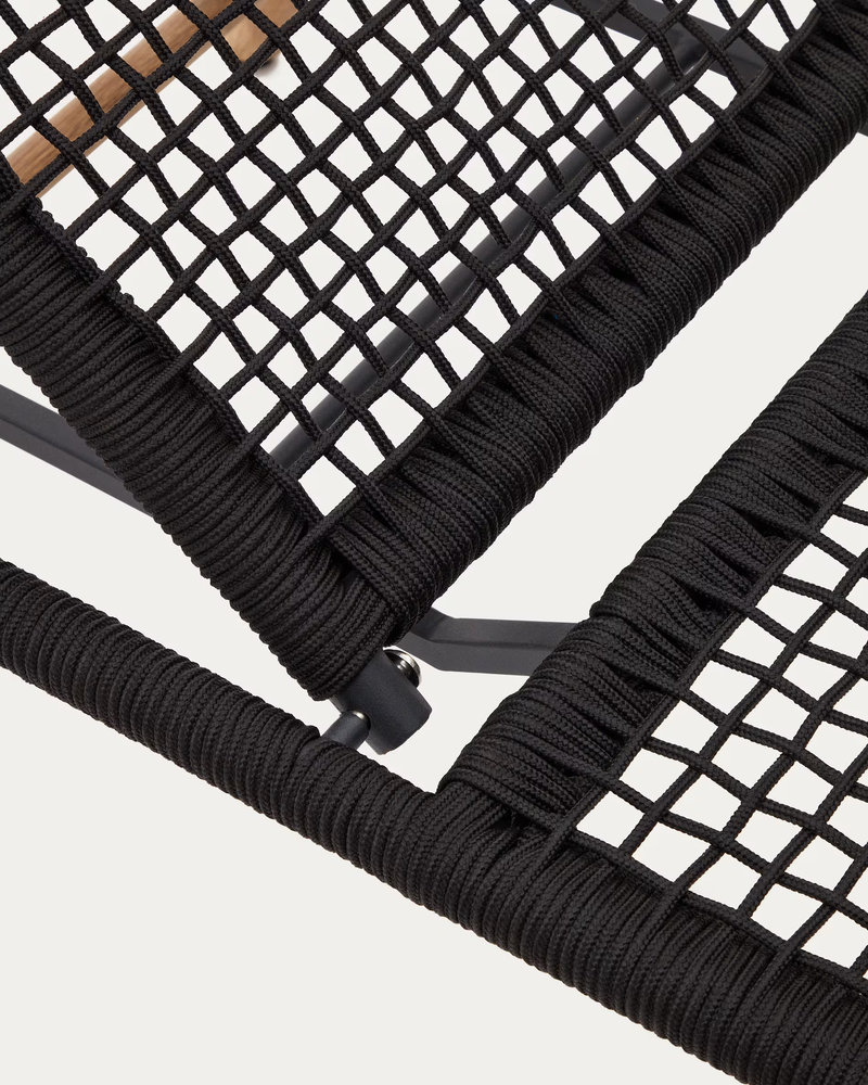 DANDARA Ležaljka s čeličnom konstrukcijom, bež užetom i nogama od punog bagremovog drva