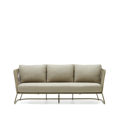 SACONCA 3-seater outdoor sofa made of cord and green galvanised steel, 189 cm