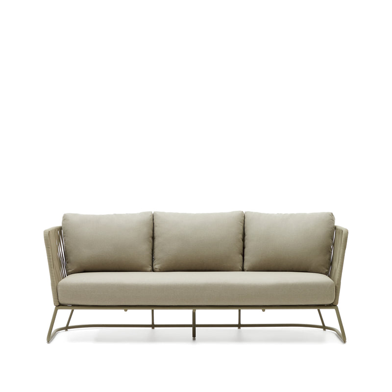 SACONCA 3-seater outdoor sofa made of cord and green galvanised steel, 189 cm