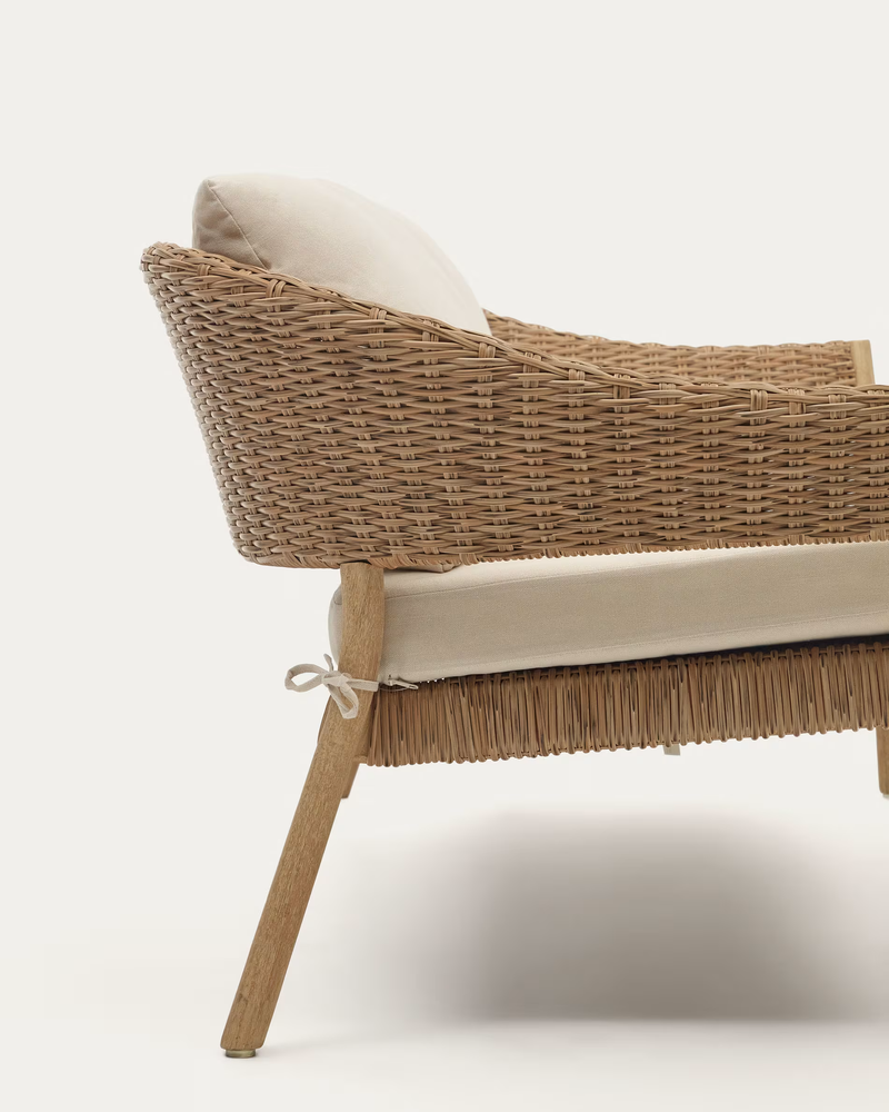 POLA Stackable set, 2 seater sofa & 2 armchairs in solid eucalyptus and faux-rattan, FSC