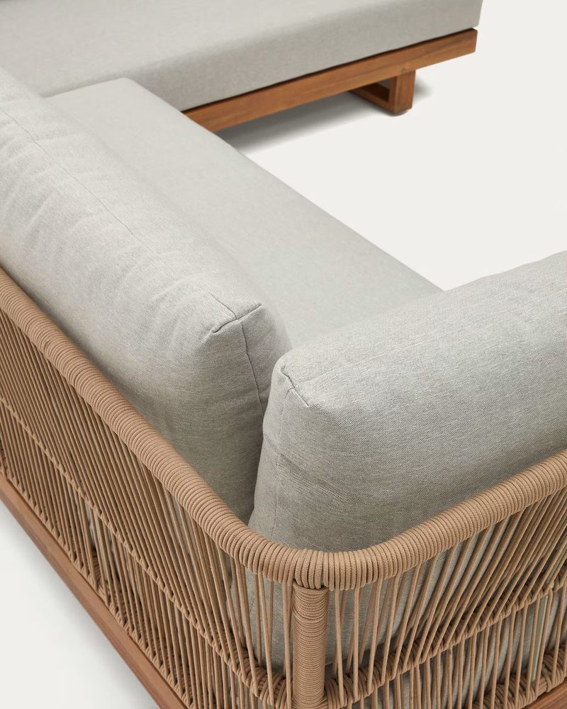 RACO 5 seater corner sofa and coffee table, made from solid acacia wood