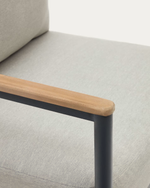 AIGUAFREDA Set - Dvosjed, 2 fotelje i stolić od sivog aluminija i bagrema