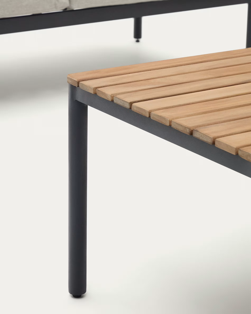 AIGUAFREDA Set - Dvosjed, 2 fotelje i stolić od sivog aluminija i bagrema