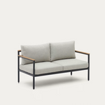 AIGUAFREDA Set - Dvosjed, 2 fotelje i stolić od sivog aluminija i bagrema