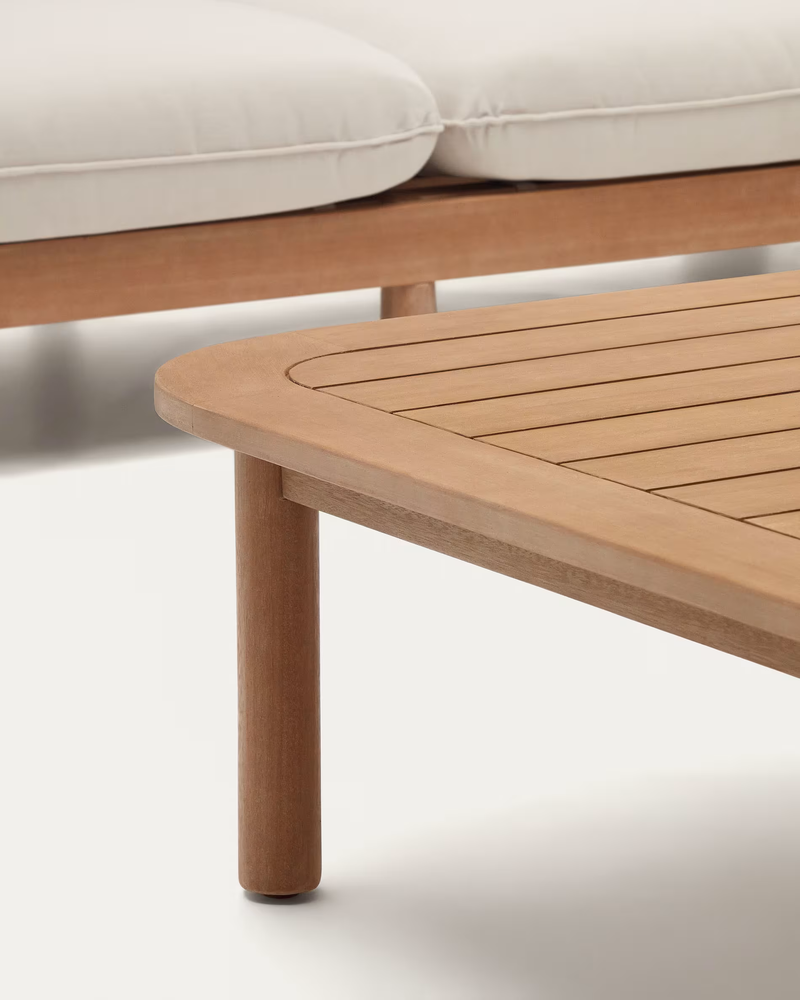 SACOVA Set of 5 seater corner sofa and coffee table made from solid eucalyptus wood