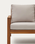 FRARES Set, 2 seater sofa, 2 armchairs & coffee table, made from solid acacia wood