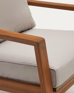 FRARES Set, 2 seater sofa, 2 armchairs & coffee table, made from solid acacia wood