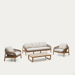 VELLANA Garnitura trosjed, 2 fotelje i stolić od punog bagrema